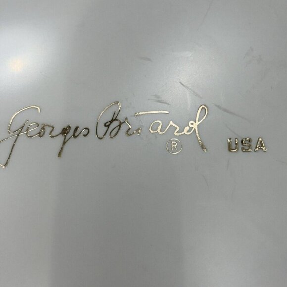 Vintage MCM Georges Briard USA Brushed Gold Lucite Clear Acrylic Handle & Lid - Picture 11 of 16